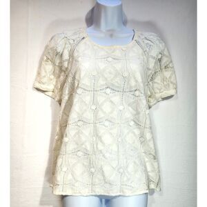 Maeve Womens Lace Blouse Size S Lined Ivory Cream Romantic Boho Cottagecore